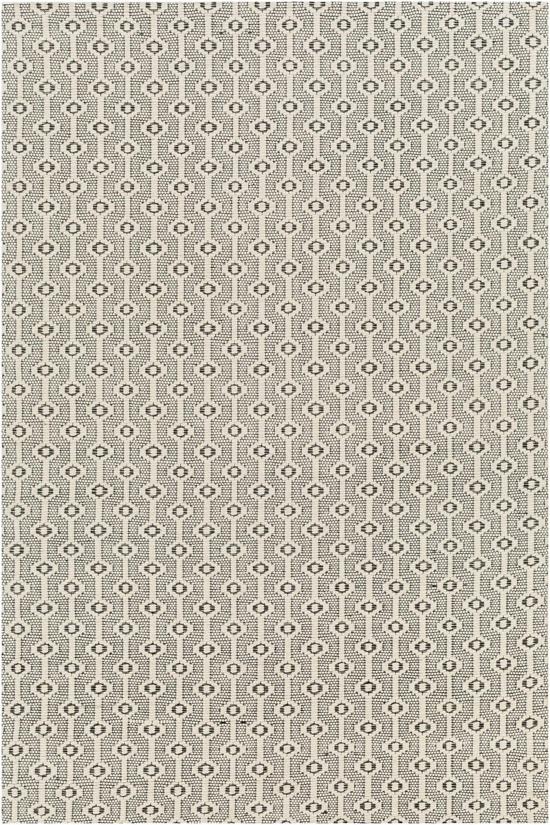 Off-White Hand Woven 90% Wool, 10% Cotton Modern Rectangle Handmade rug, Indoor use only, no fringe, non-washable.