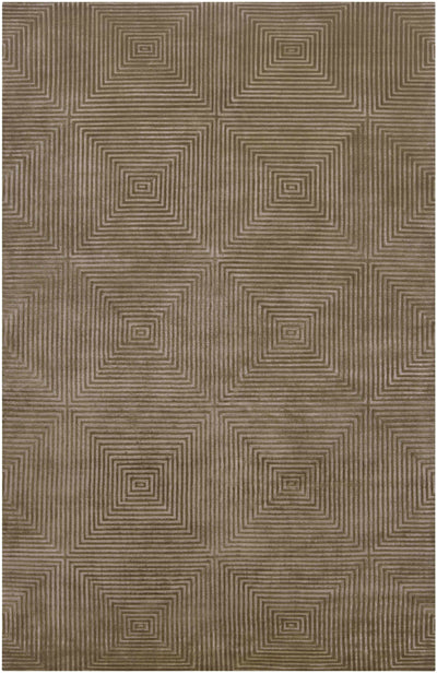 Dark Brown Hand Knotted 50% Viscose, 50% Wool Modern Rectangle Handmade rug, Indoor use only, no fringe, non-washable.