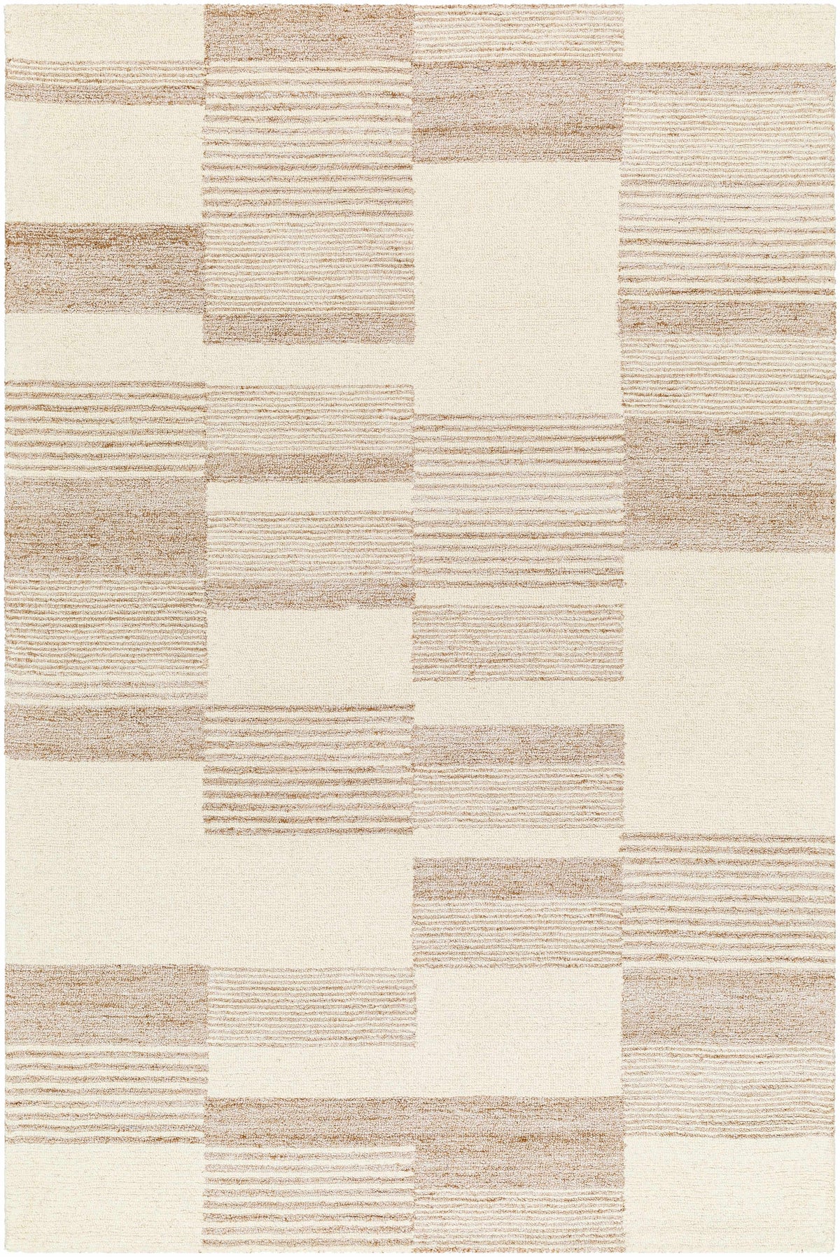 Beige Hand Tufted 50% Wool, 50% Recycled PET Yarn Modern Rectangle Handmade rug, Indoor use only, no fringe, non-washable. runner also available