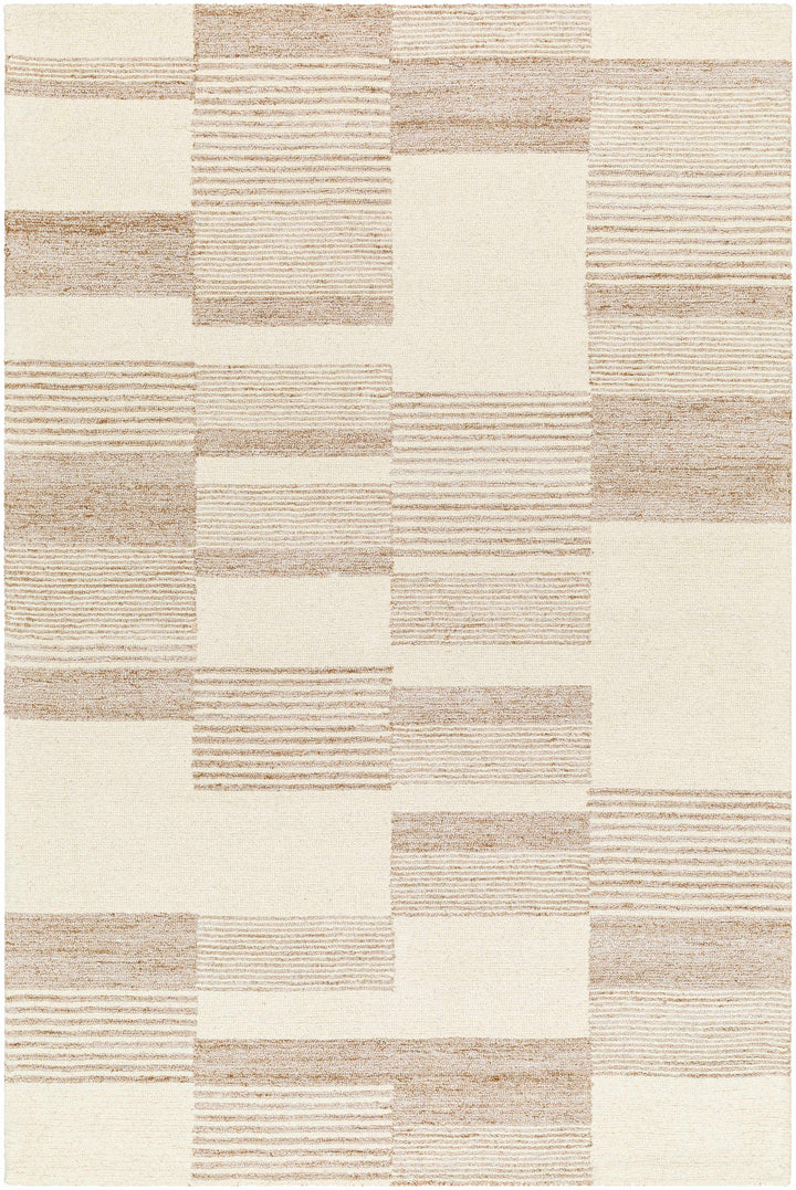 Beige Hand Tufted 50% Wool, 50% Recycled PET Yarn Modern Rectangle Handmade rug, Indoor use only, no fringe, non-washable. runner also available