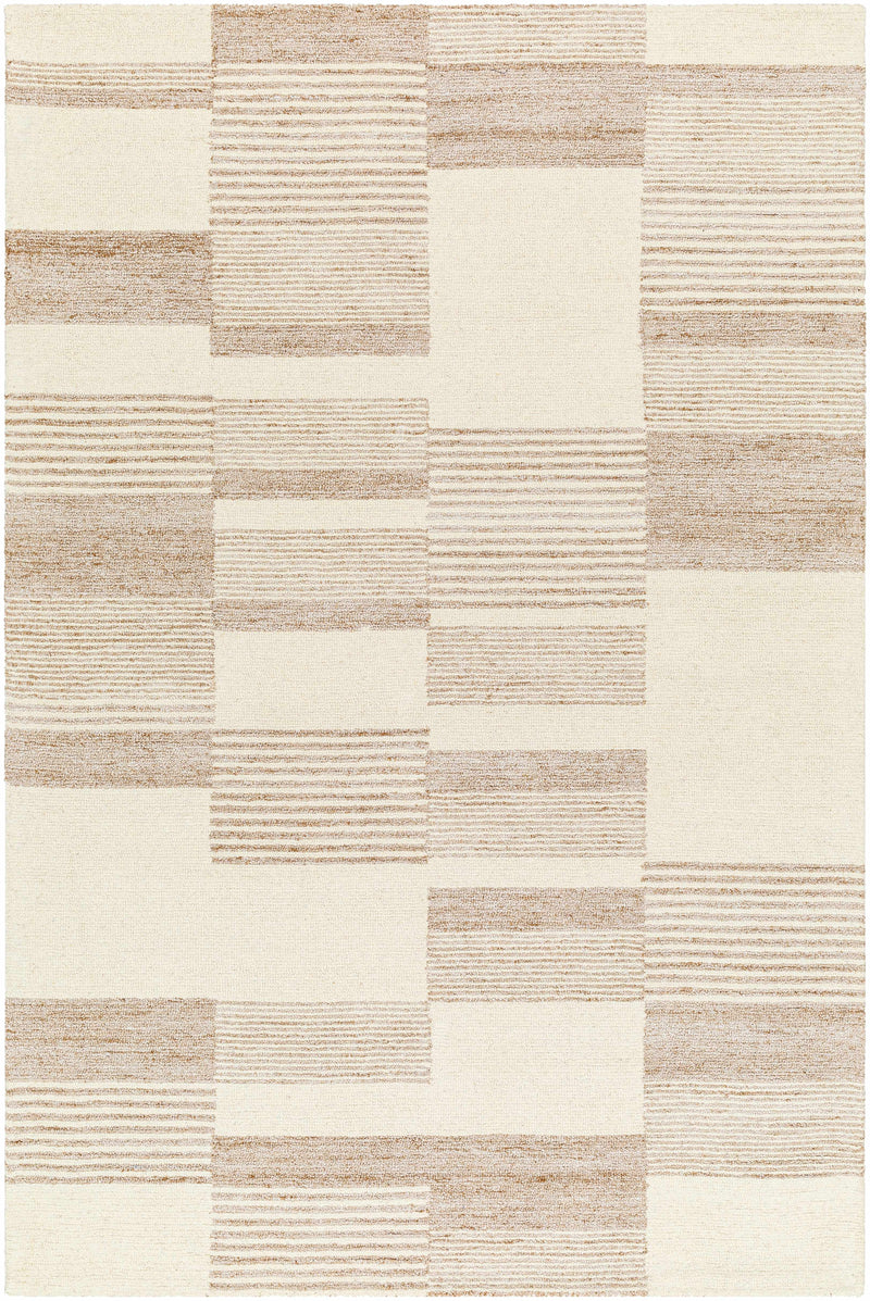 Beige Hand Tufted 50% Wool, 50% Recycled PET Yarn Modern Rectangle Handmade rug, Indoor use only, no fringe, non-washable. runner also available