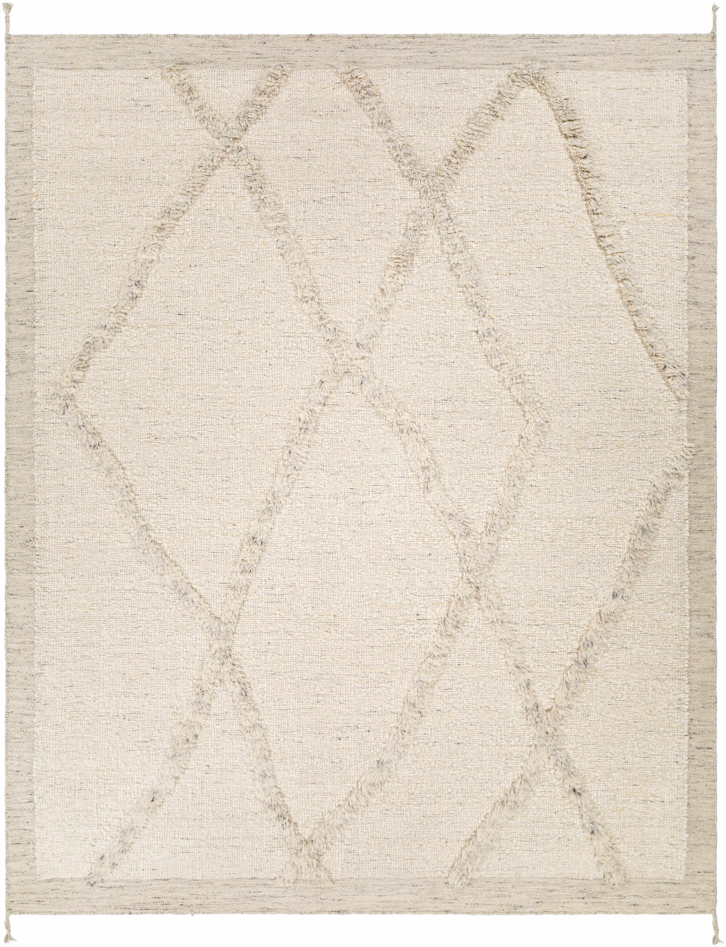 Cream Hand Knotted 100% Wool Global Rectangle Handmade rug, Indoor use only, no fringe, non-washable. runner also available