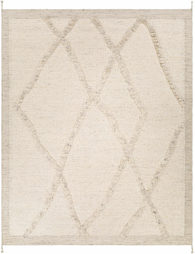Cream Hand Knotted 100% Wool Global Rectangle Handmade rug, Indoor use only, no fringe, non-washable. runner also available