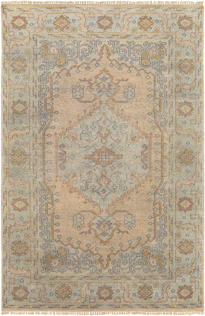 Dusty Coral Hand Knotted 75% Wool, 25% Viscose Traditional Rectangle Handmade rug, Indoor use only, has fringe, non-washable. runner also available