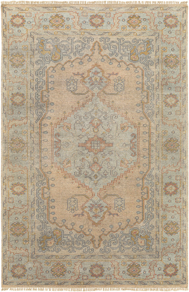 Dusty Coral Hand Knotted 75% Wool, 25% Viscose Traditional Rectangle Handmade rug, Indoor use only, has fringe, non-washable. runner also available