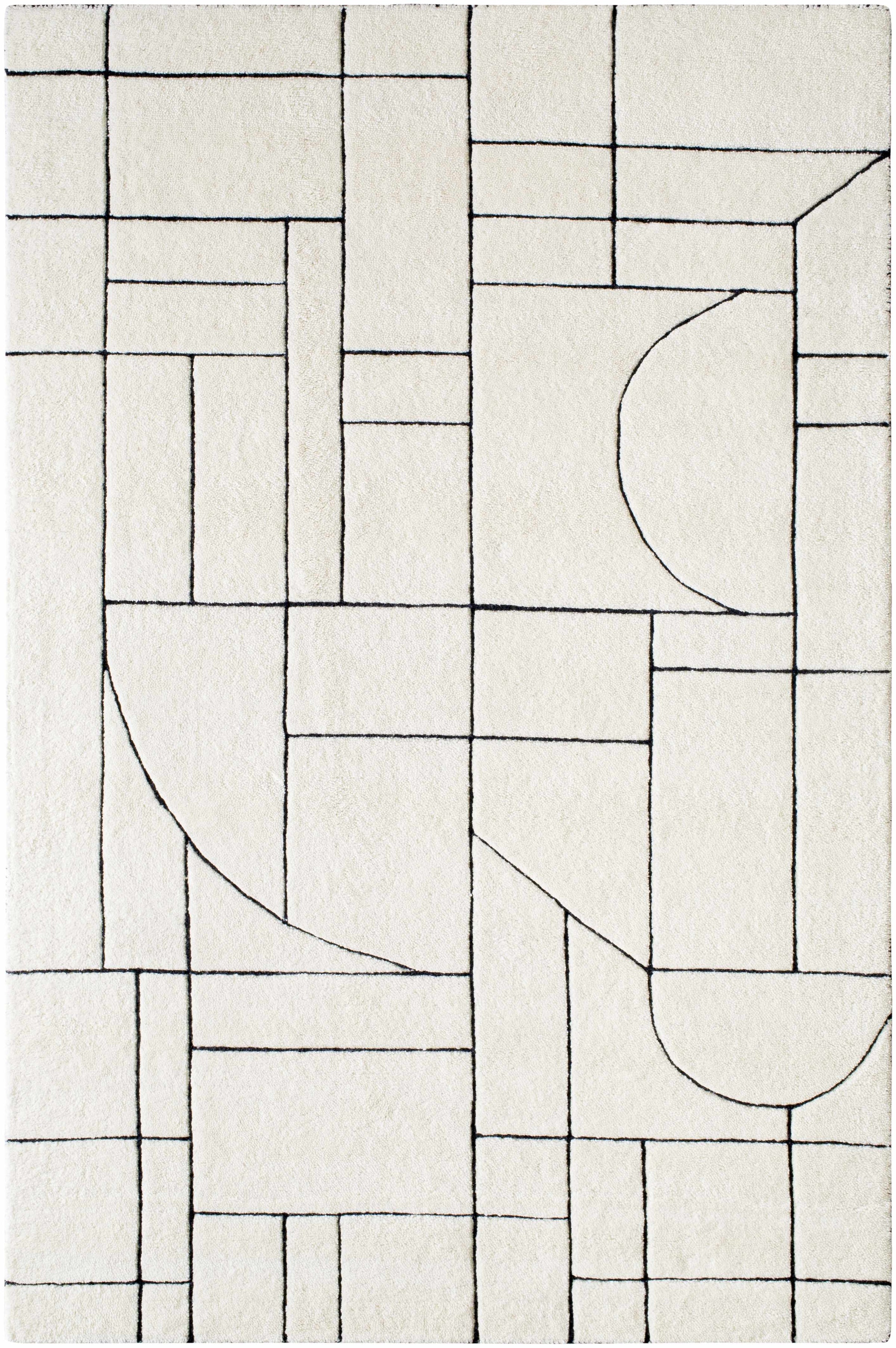 Cream Hand Tufted 100% Wool Modern Rectangle Handmade rug, Indoor use only, no fringe, non-washable.