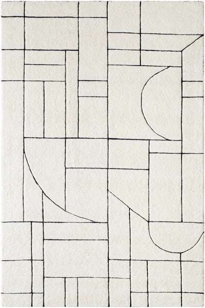 Cream Hand Tufted 100% Wool Modern Rectangle Handmade rug, Indoor use only, no fringe, non-washable.
