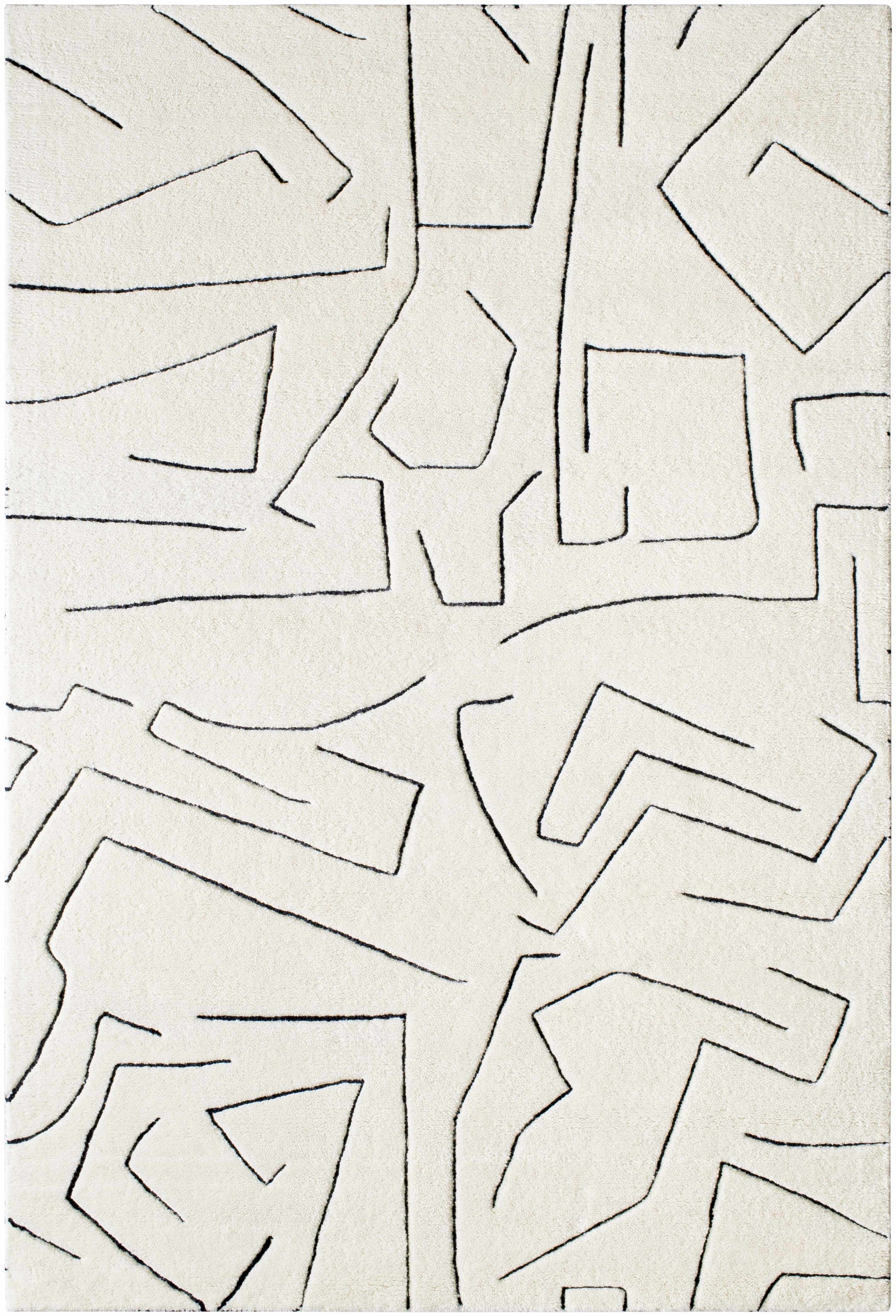Cream Hand Tufted 100% Wool Modern Rectangle Handmade rug, Indoor use only, no fringe, non-washable.