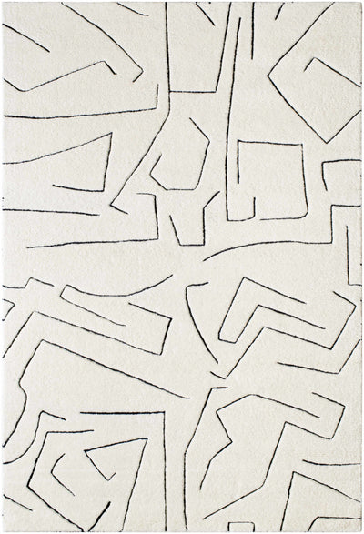 Cream Hand Tufted 100% Wool Modern Rectangle Handmade rug, Indoor use only, no fringe, non-washable.