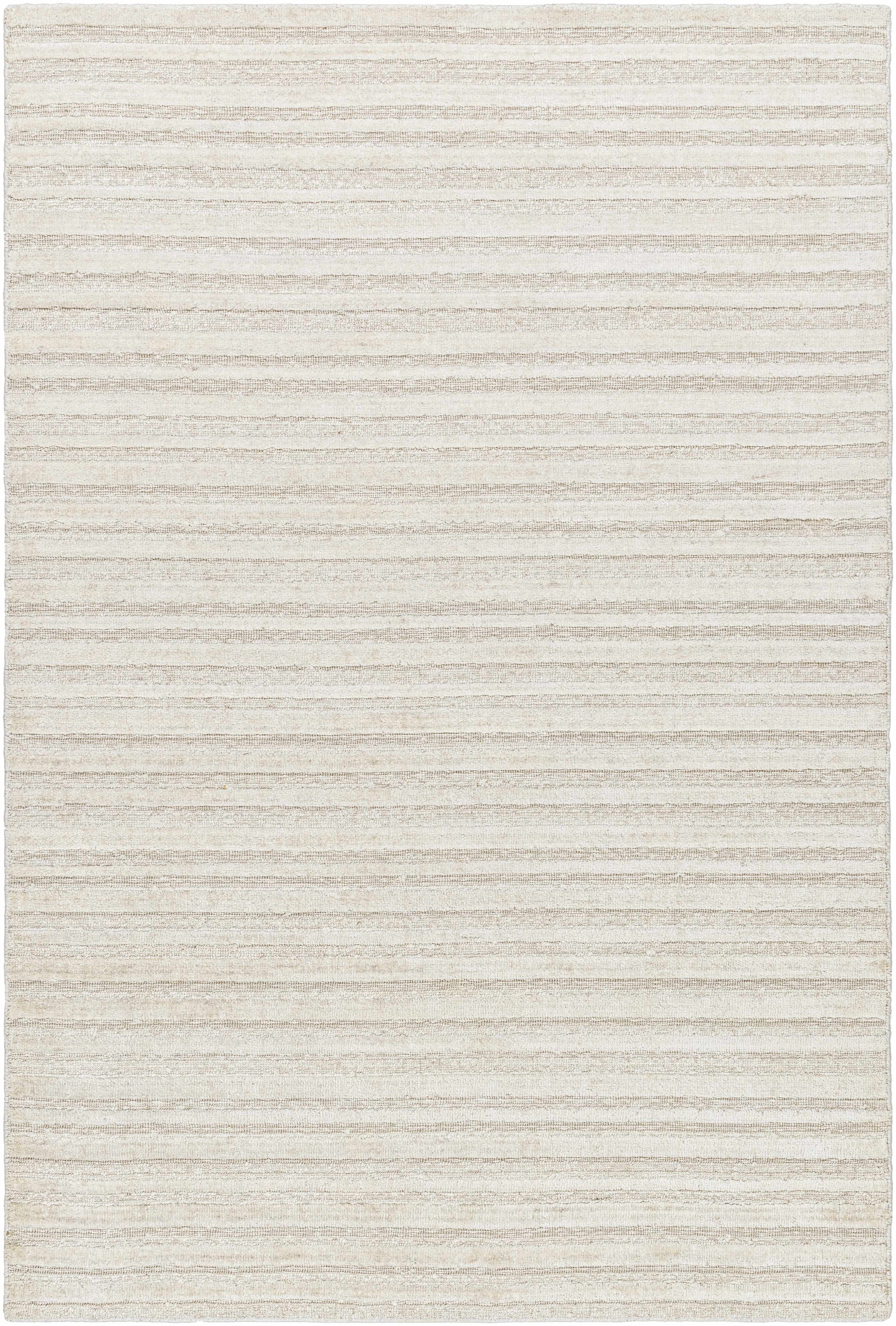 Ivory Hand Loomed 100% Viscose Cottage Rectangle Handmade rug, Indoor use only, no fringe, non-washable.