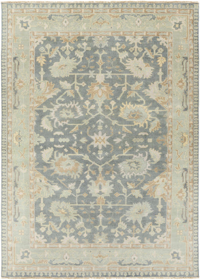 Medium Gray Hand Knotted 100% Wool Traditional Rectangle Handmade rug, Indoor use only, has fringe, non-washable.