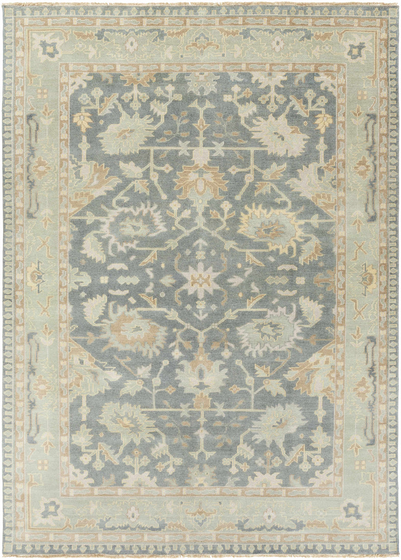 Medium Gray Hand Knotted 100% Wool Traditional Rectangle Handmade rug, Indoor use only, has fringe, non-washable.