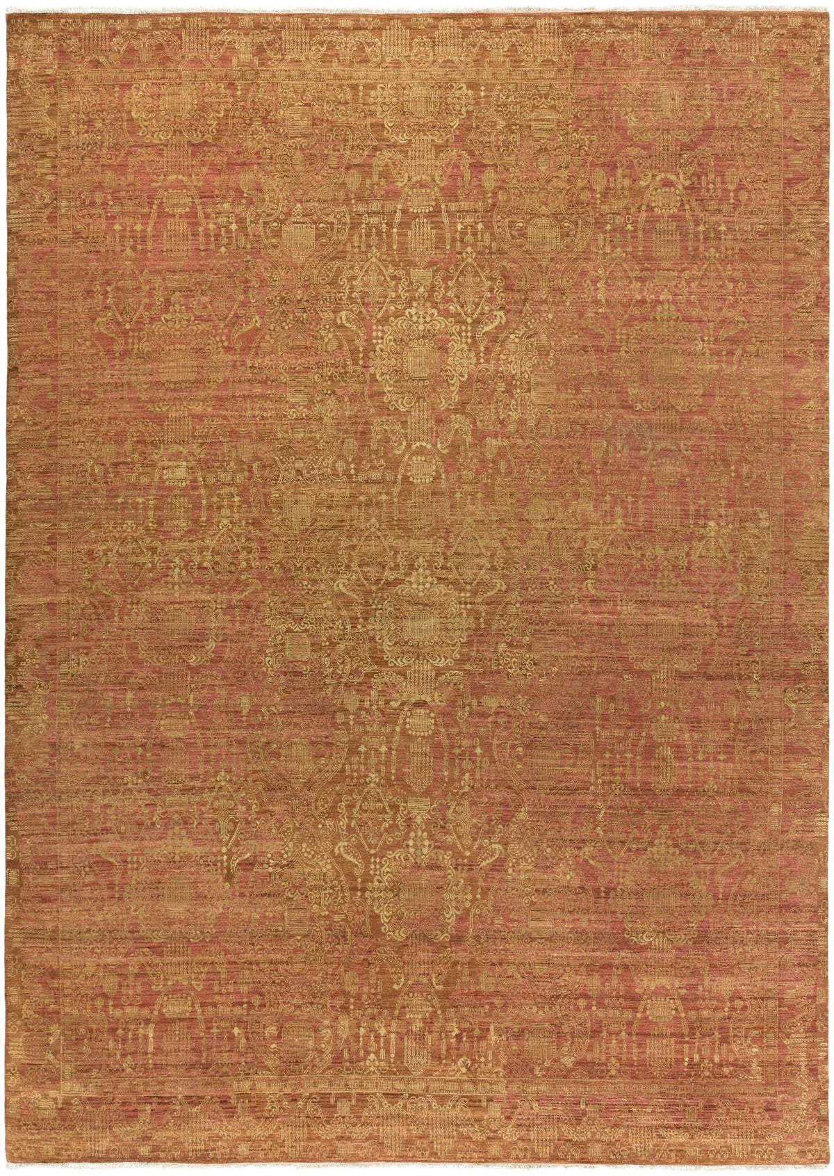 Tan Hand Knotted 100% Wool Traditional Rectangle Handmade rug, Indoor use only, has fringe, non-washable.