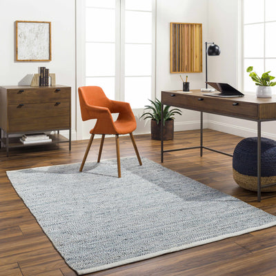 Pale Blue Hand Woven 100% Leather Modern Rectangle Handmade rug, Indoor use only, no fringe, non-washable.