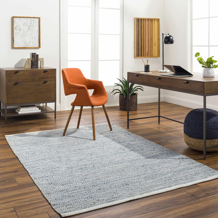 Pale Blue Hand Woven 100% Leather Modern Rectangle Handmade rug, Indoor use only, no fringe, non-washable.