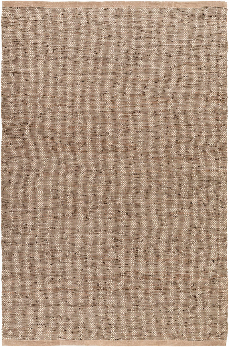 Charcoal Hand Woven 100% Leather Modern Rectangle Handmade rug, Indoor use only, no fringe, non-washable.