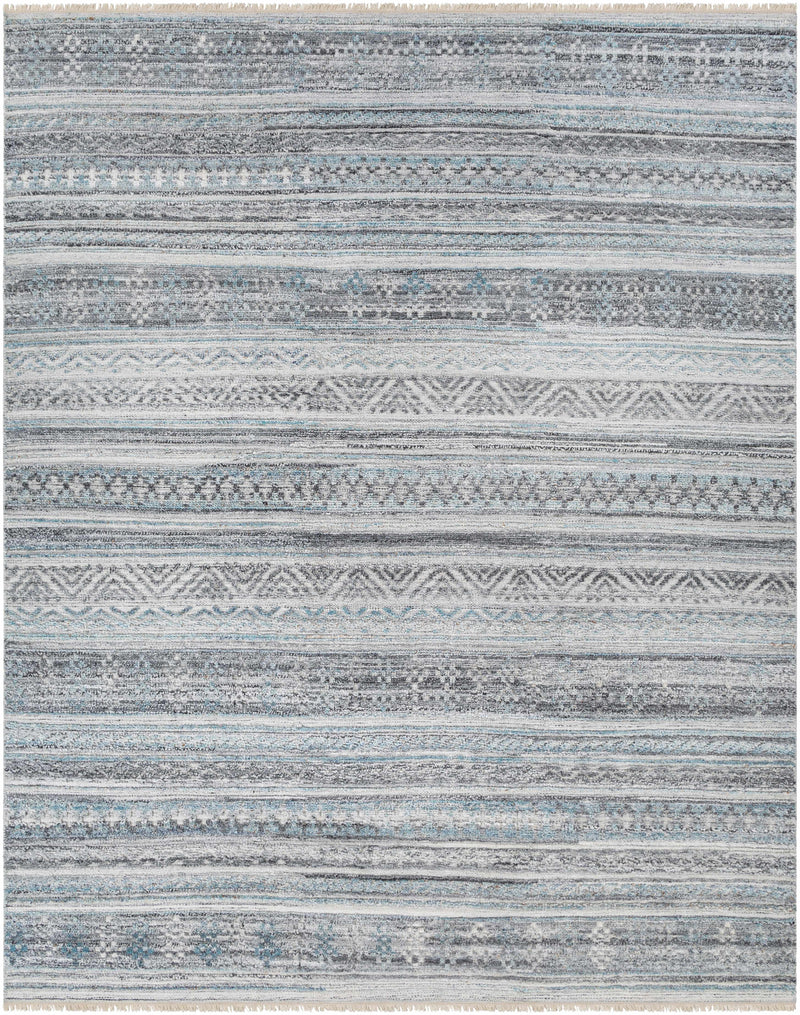 Dark Blue Hand Knotted 100% Recycled PET Yarn Rustic Rectangle Handmade rug, Indoor use only, no fringe, non-washable. runner also available