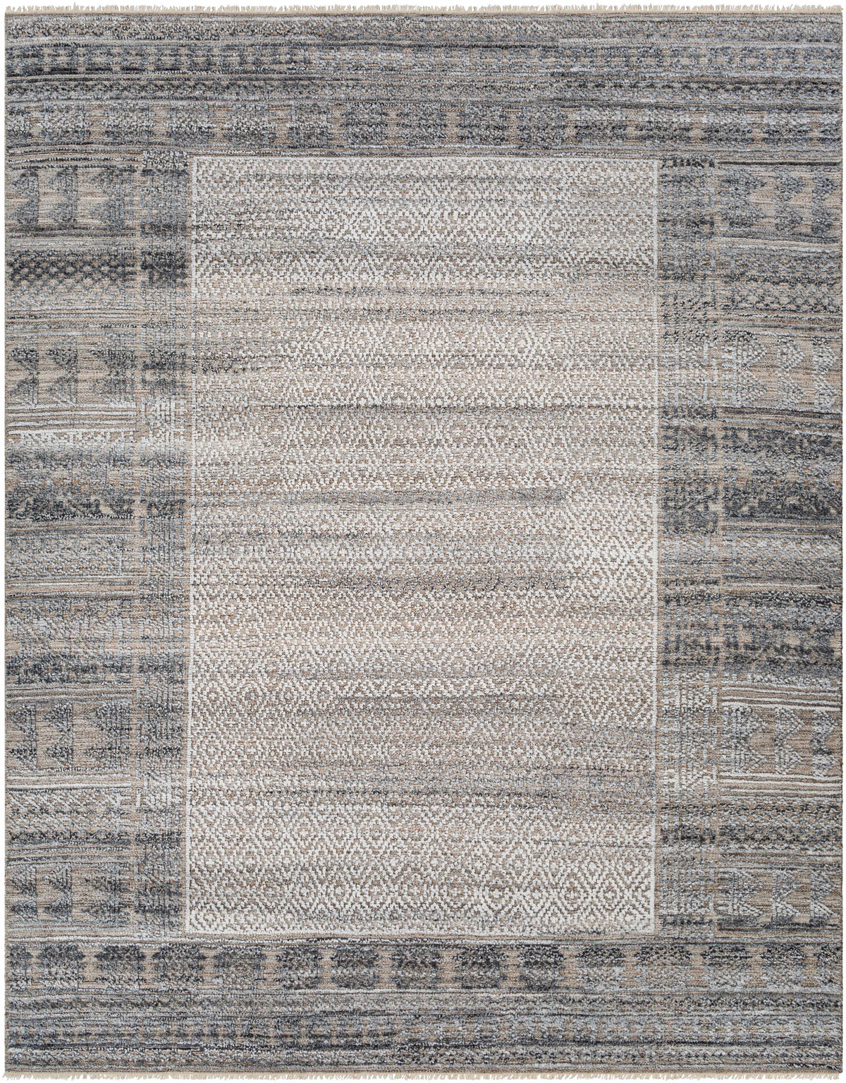 Cream Hand Knotted 100% Recycled PET Yarn Rustic Rectangle Handmade rug, Indoor use only, no fringe, non-washable. runner also available