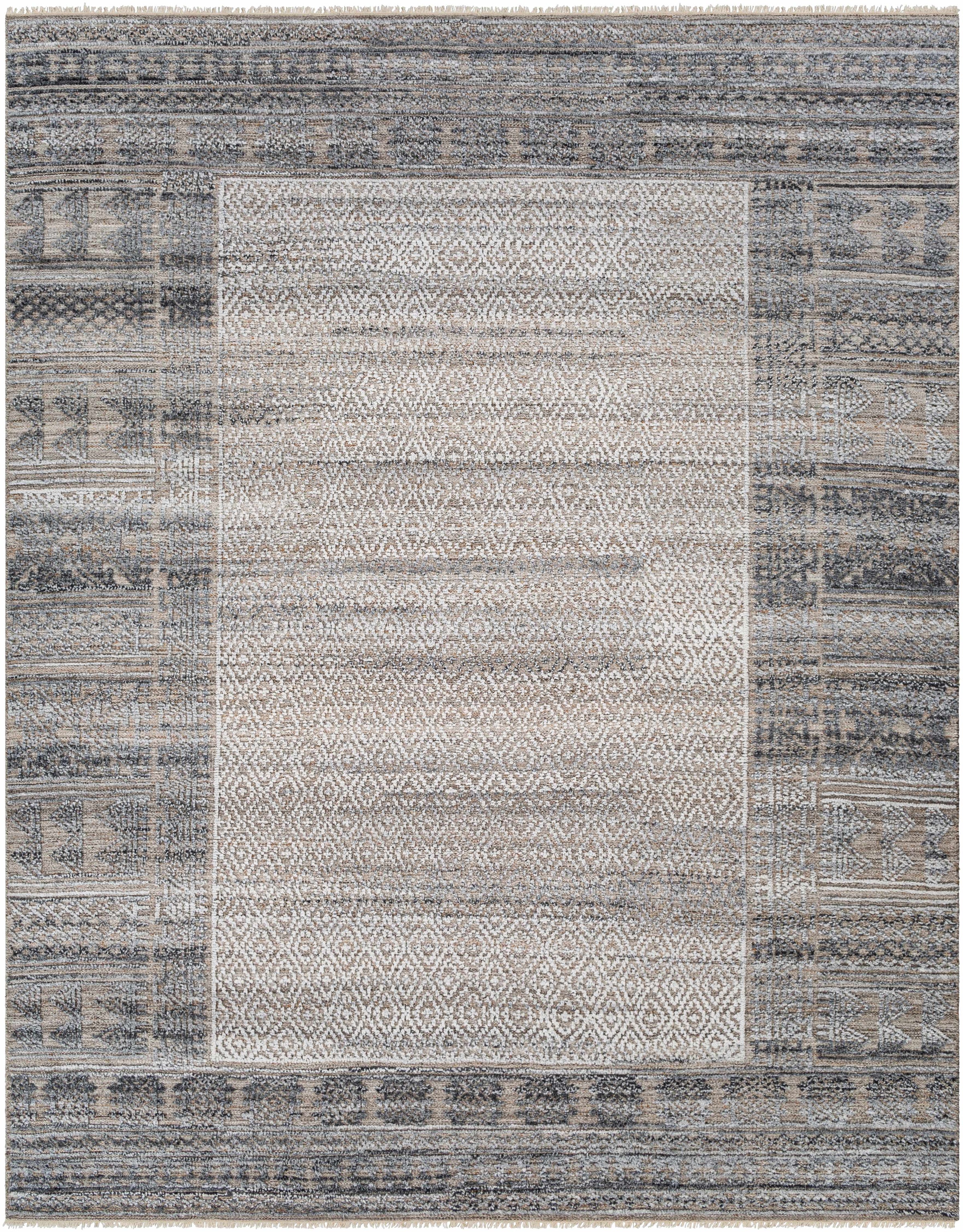 Cream Hand Knotted 100% Recycled PET Yarn Rustic Rectangle Handmade rug, Indoor use only, no fringe, non-washable. runner also available