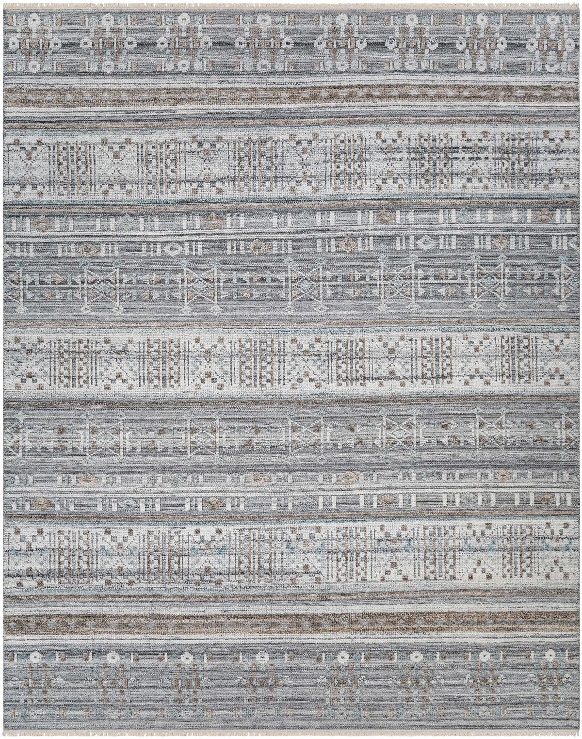 White Hand Knotted 100% Recycled PET Yarn Rustic Rectangle Handmade rug, Indoor use only, no fringe, non-washable.