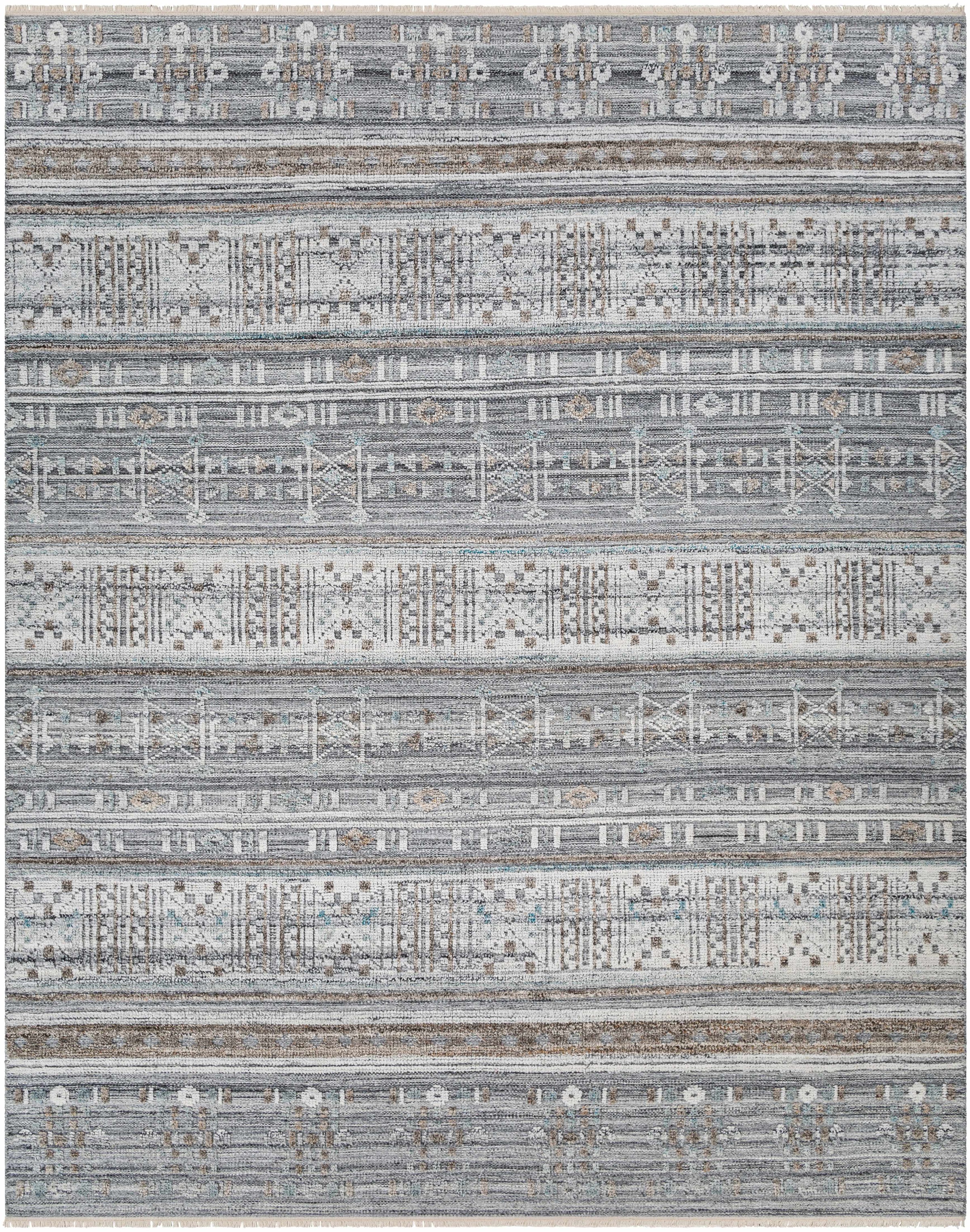 White Hand Knotted 100% Recycled PET Yarn Rustic Rectangle Handmade rug, Indoor use only, no fringe, non-washable.