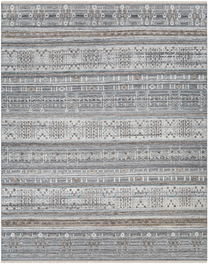 White Hand Knotted 100% Recycled PET Yarn Rustic Rectangle Handmade rug, Indoor use only, no fringe, non-washable.
