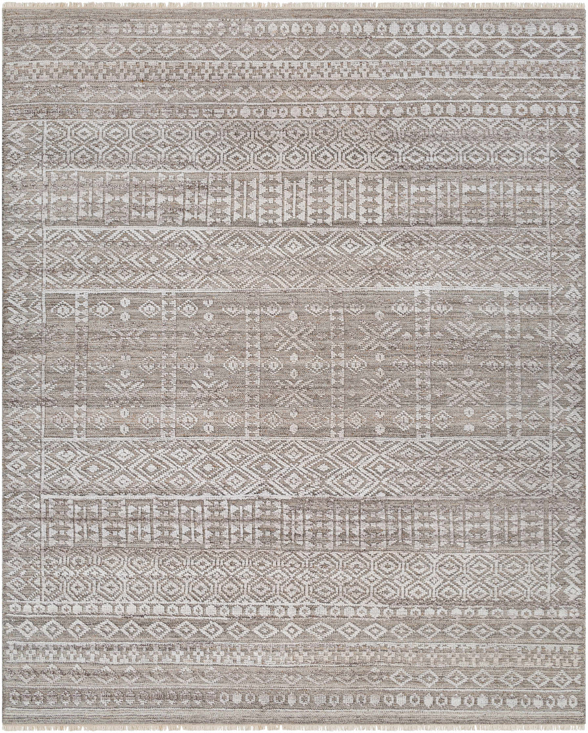 Gray Hand Knotted 100% Recycled PET Yarn Rustic Rectangle Handmade rug, Indoor use only, no fringe, non-washable. runner also available