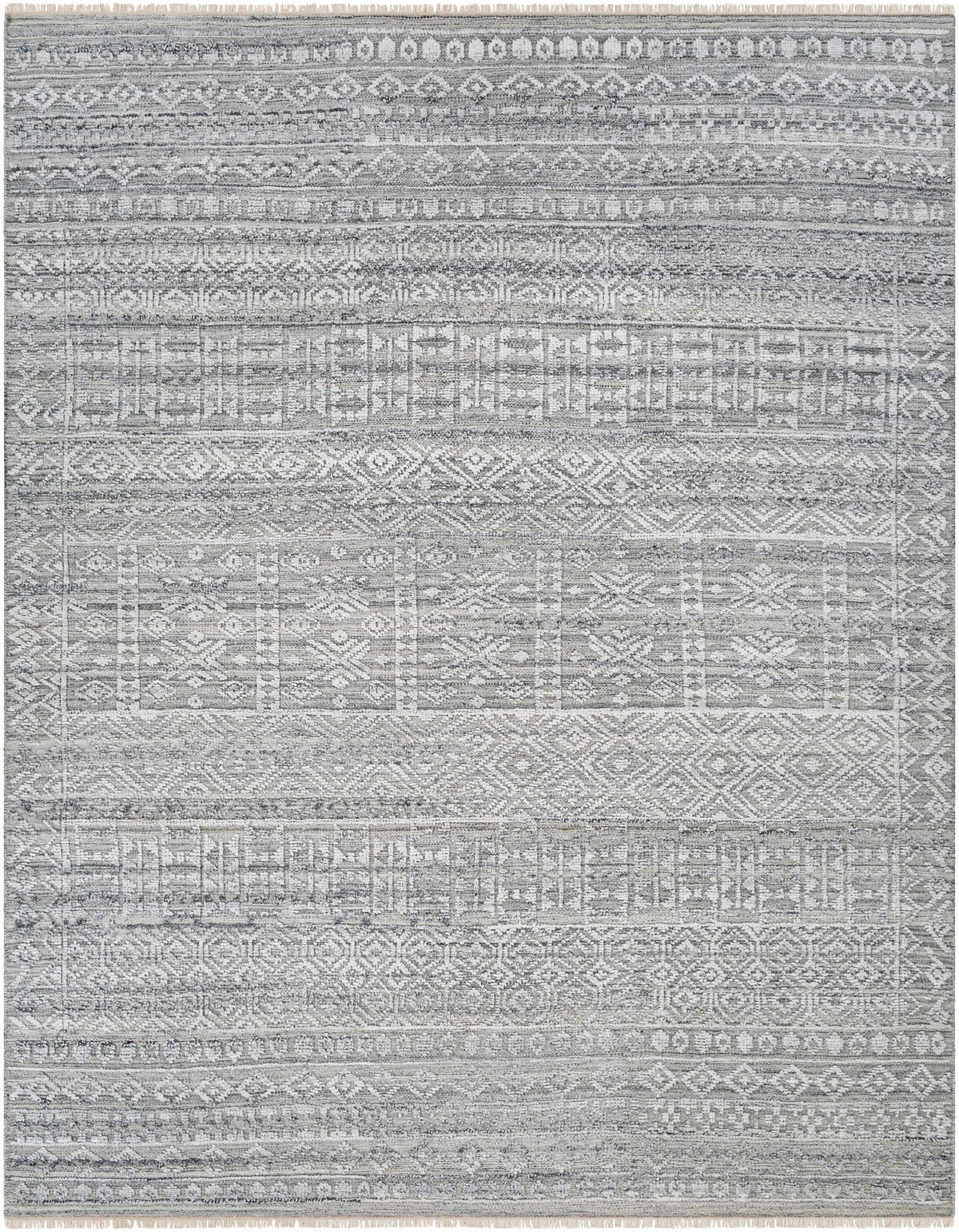 Charcoal Hand Knotted 100% Recycled PET Yarn Rustic Rectangle Handmade rug, Indoor use only, no fringe, non-washable. runner also available