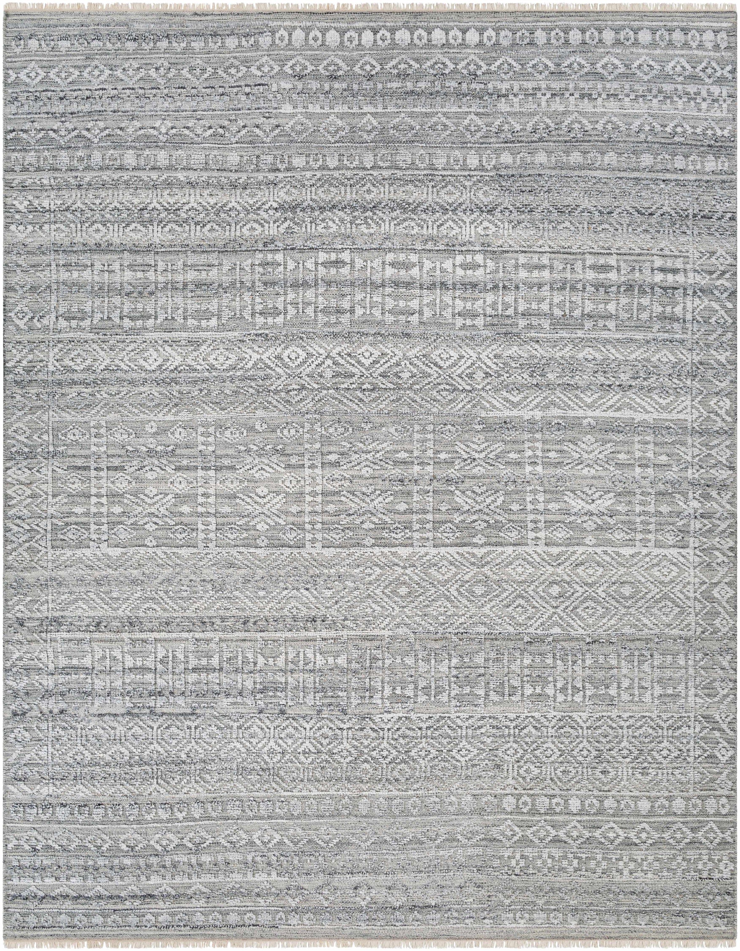 Charcoal Hand Knotted 100% Recycled PET Yarn Rustic Rectangle Handmade rug, Indoor use only, no fringe, non-washable. runner also available