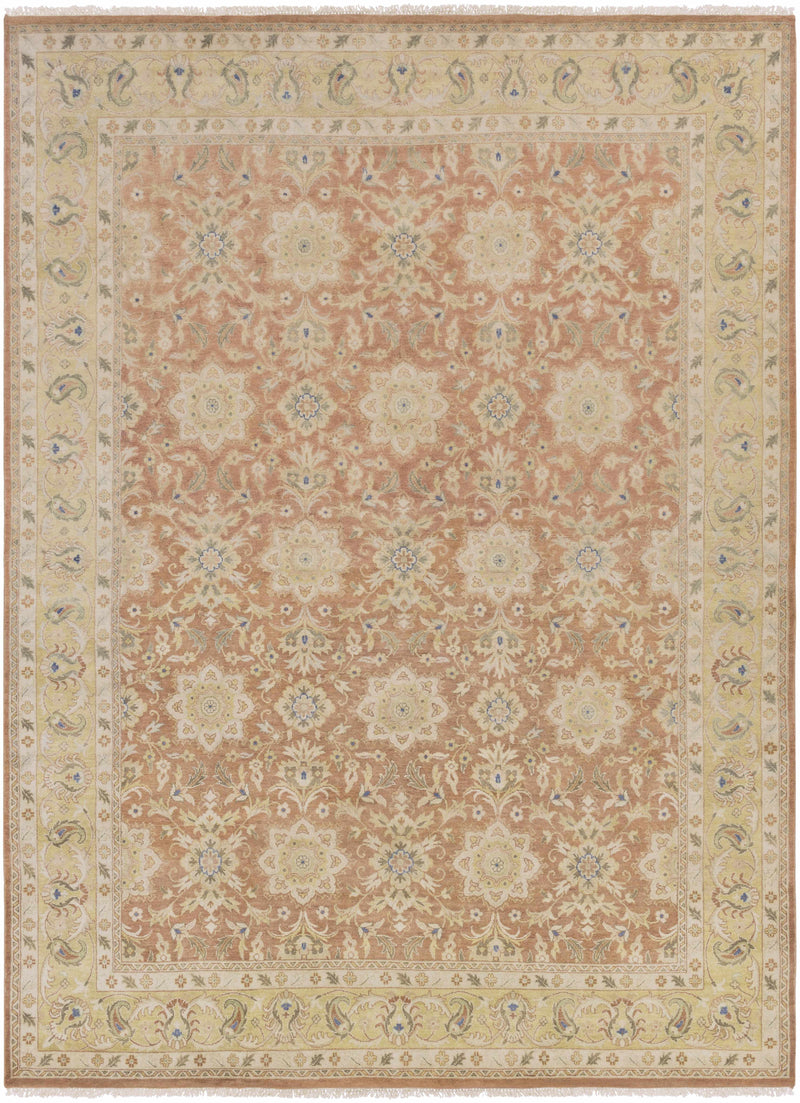 Mustard Hand Knotted 100% NZ Wool Traditional Rectangle Handmade rug, Indoor use only, no fringe, non-washable.