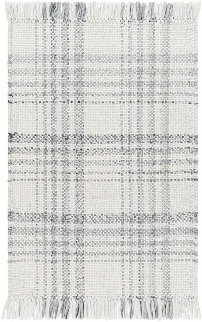 Off-White Hand Woven 100% Recycled PET Yarn Cottage Rectangle Handmade rug, Indoor use only, has fringe, non-washable. runner also available