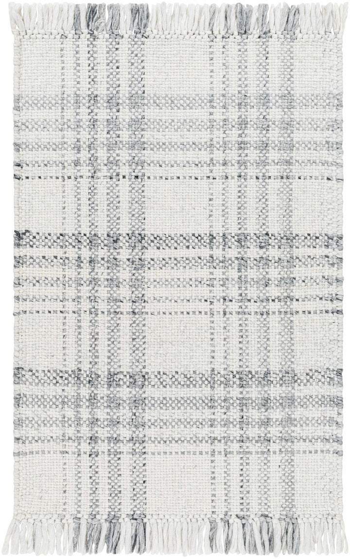 Off-White Hand Woven 100% Recycled PET Yarn Cottage Rectangle Handmade rug, Indoor use only, has fringe, non-washable. runner also available