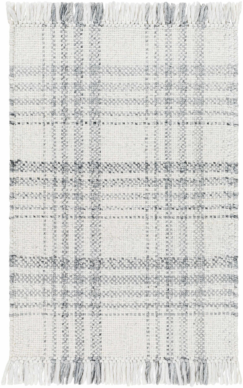 Off-White Hand Woven 100% Recycled PET Yarn Cottage Rectangle Handmade rug, Indoor use only, has fringe, non-washable. runner also available