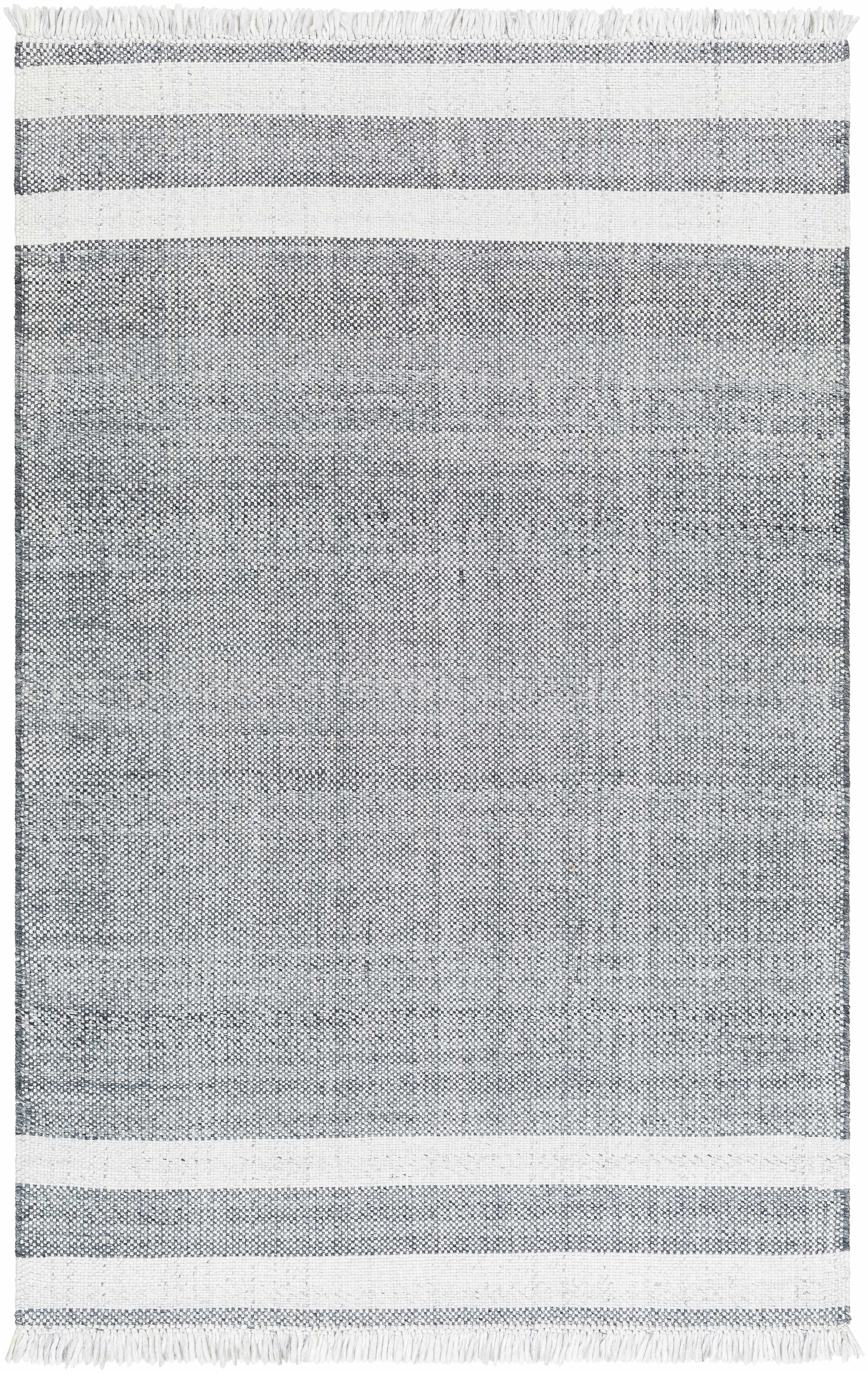 Ivory Hand Woven 100% Recycled PET Yarn Cottage Rectangle Handmade rug, Indoor use only, has fringe, non-washable. runner also available