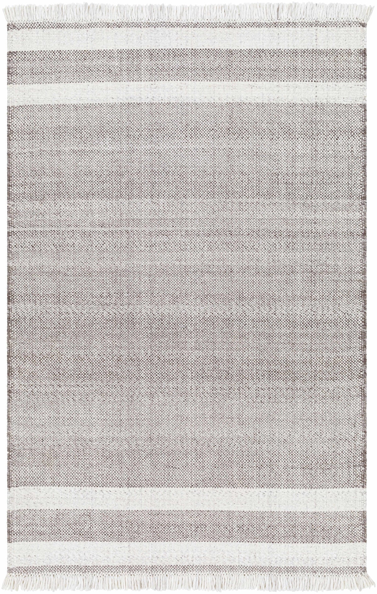 Off-White Hand Woven 100% Recycled PET Yarn Cottage Rectangle Handmade rug, Indoor use only, has fringe, non-washable. runner also available