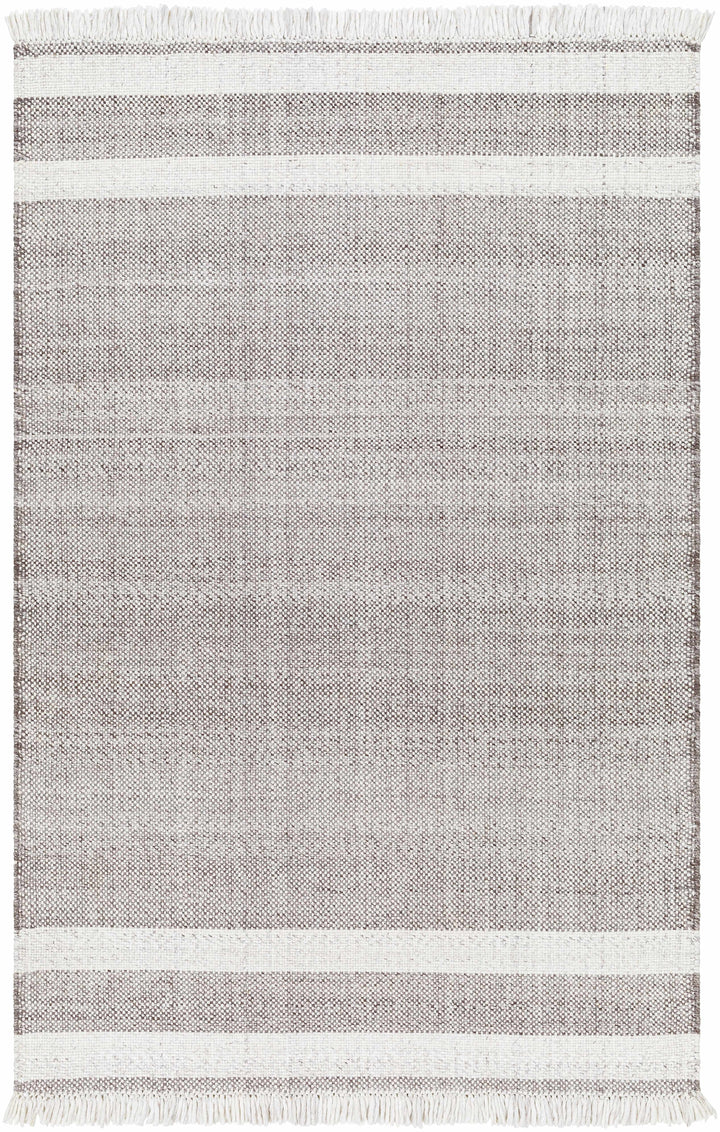 Off-White Hand Woven 100% Recycled PET Yarn Cottage Rectangle Handmade rug, Indoor use only, has fringe, non-washable. runner also available