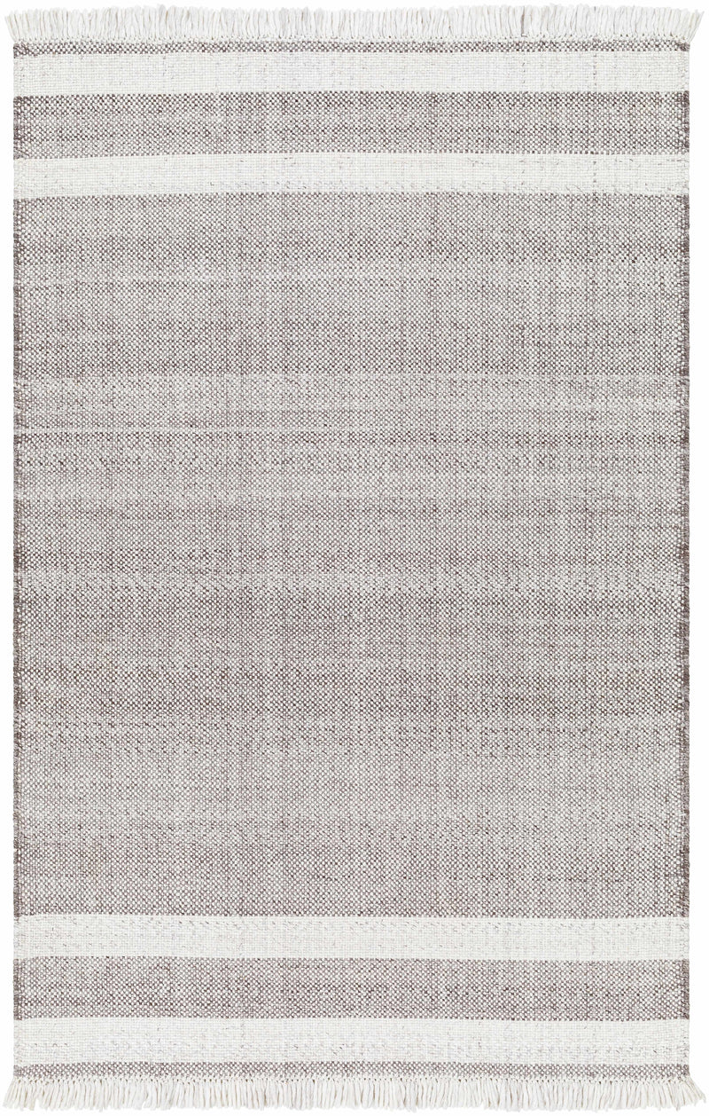 Off-White Hand Woven 100% Recycled PET Yarn Cottage Rectangle Handmade rug, Indoor use only, has fringe, non-washable. runner also available