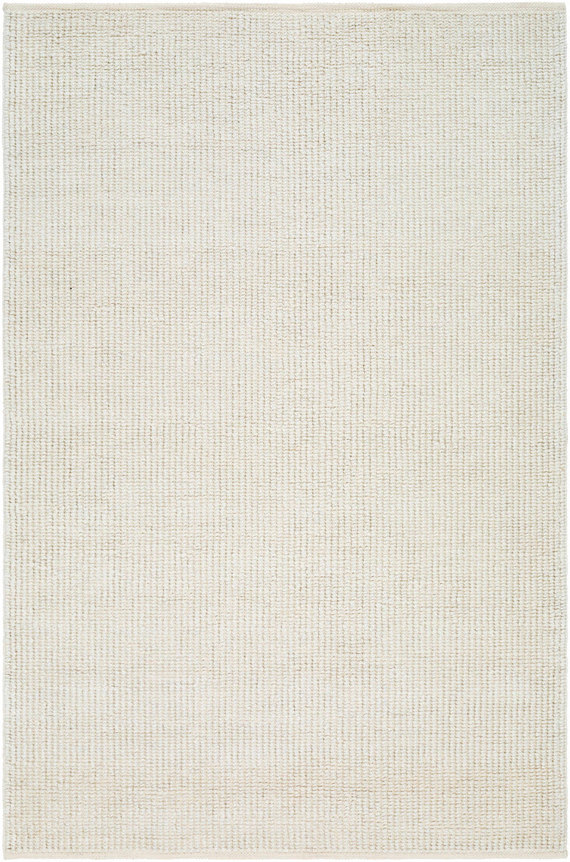 Beige Hand Woven 100% Recycled PET Yarn Modern Rectangle Handmade rug, Indoor use only, no fringe, non-washable.