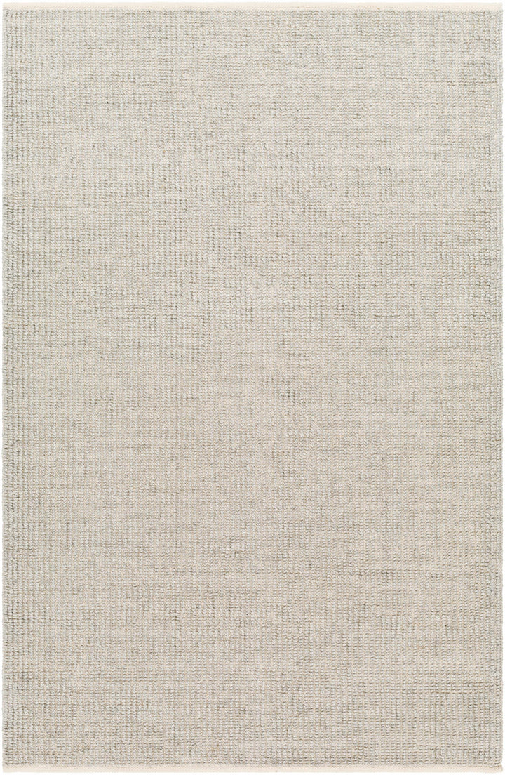 Off-White Hand Woven 100% Recycled PET Yarn Modern Rectangle Handmade rug, Indoor use only, no fringe, non-washable.