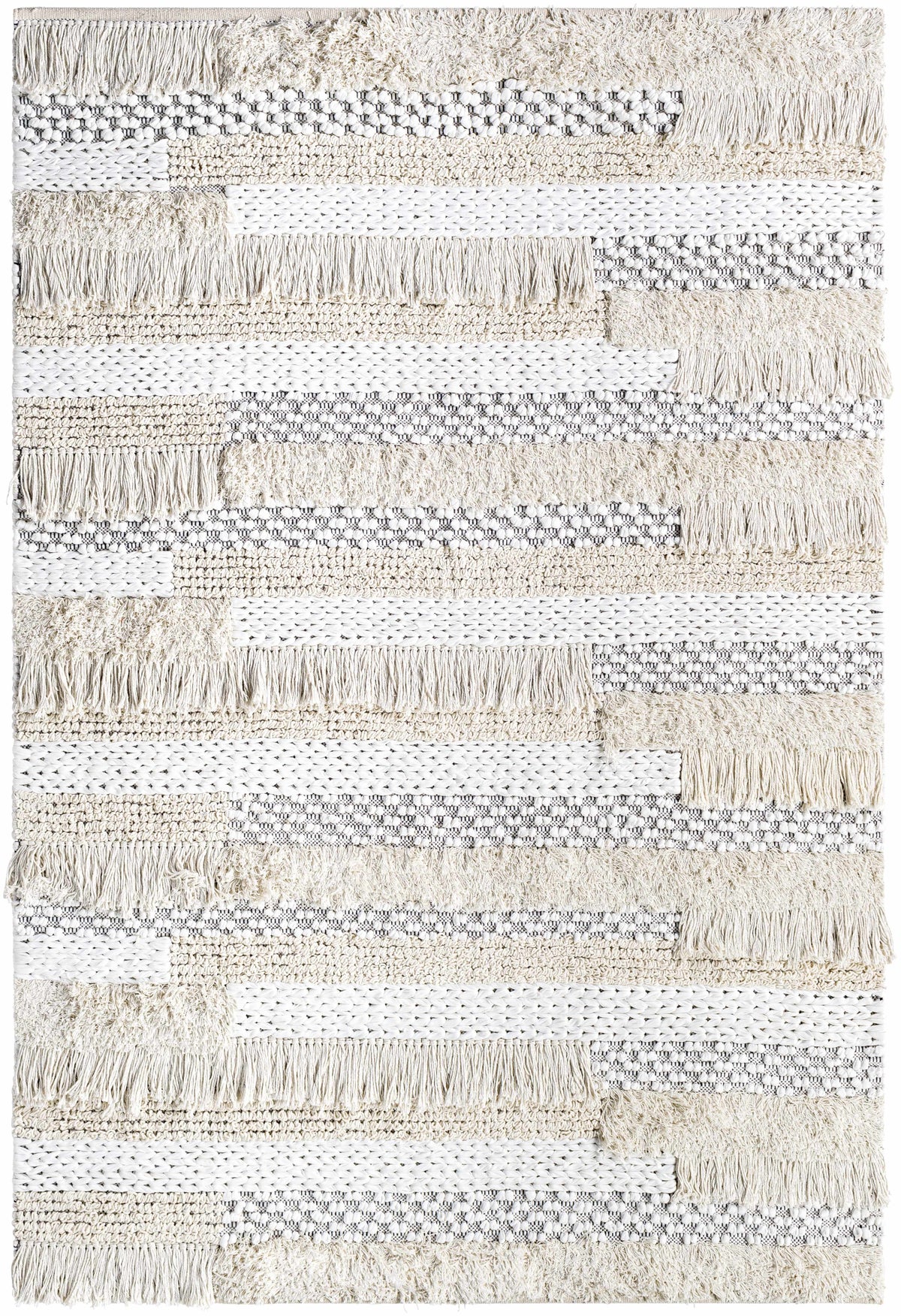 Ivory Hand Woven 100% Cotton Global Rectangle Handmade rug, Indoor use only, no fringe, non-washable. runner also available