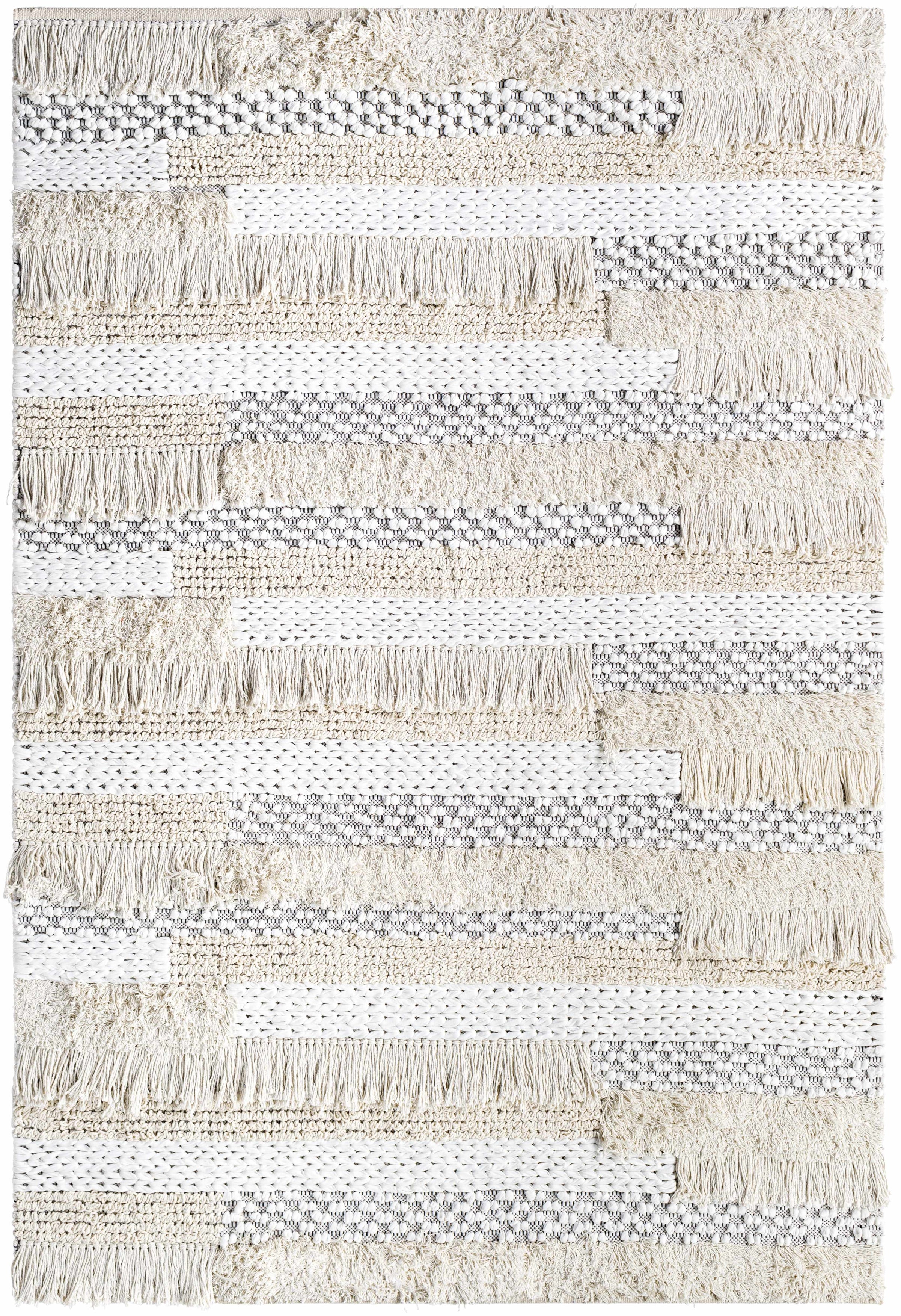 Ivory Hand Woven 100% Cotton Global Rectangle Handmade rug, Indoor use only, no fringe, non-washable. runner also available