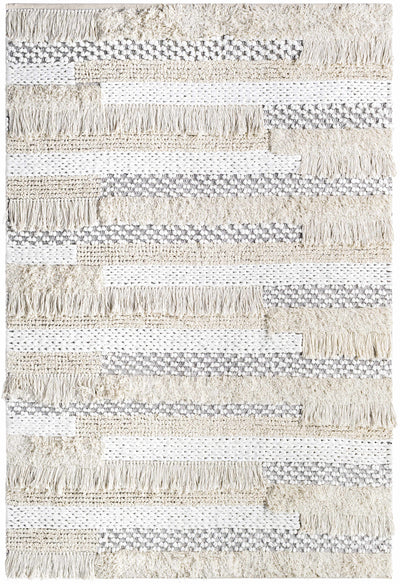 Ivory Hand Woven 100% Cotton Global Rectangle Handmade rug, Indoor use only, no fringe, non-washable. runner also available