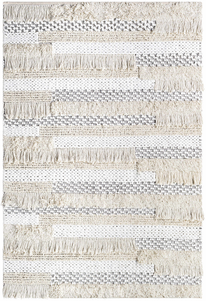 Ivory Hand Woven 100% Cotton Global Rectangle Handmade rug, Indoor use only, no fringe, non-washable. runner also available