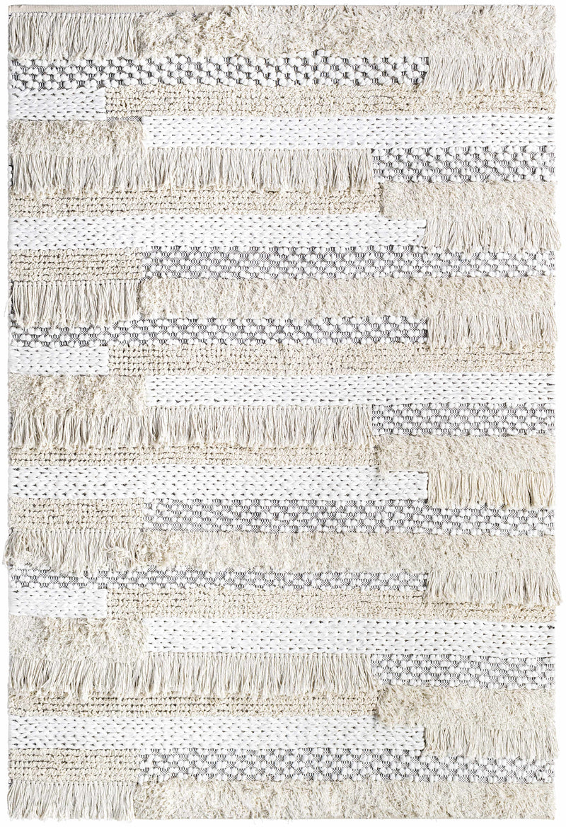 Ivory Hand Woven 100% Cotton Global Rectangle Handmade rug, Indoor use only, no fringe, non-washable. runner also available