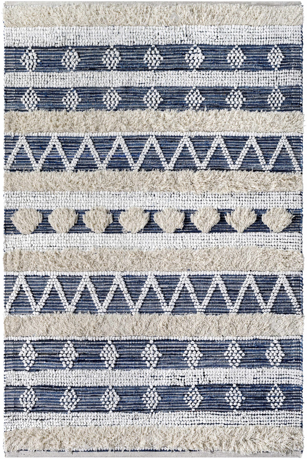 Ivory Hand Woven 60% Recycled Fabric, 40% Cotton Global Rectangle Handmade rug, Indoor use only, no fringe, non-washable. runner also available