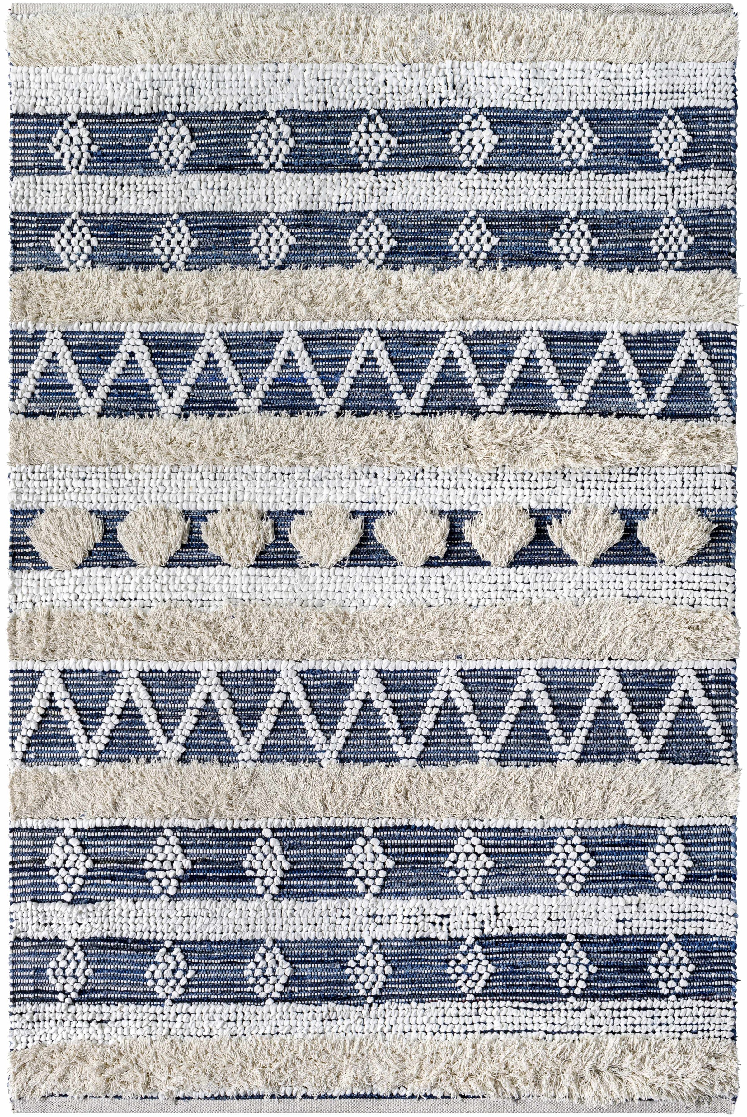 Ivory Hand Woven 60% Recycled Fabric, 40% Cotton Global Rectangle Handmade rug, Indoor use only, no fringe, non-washable. runner also available