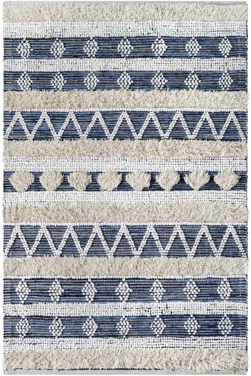 Ivory Hand Woven 60% Recycled Fabric, 40% Cotton Global Rectangle Handmade rug, Indoor use only, no fringe, non-washable. runner also available