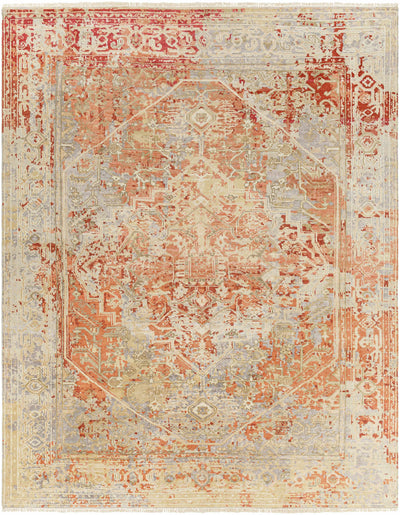 Burnt Orange Hand Knotted 90% NZ Wool, 10% Viscose Traditional Rectangle Handmade rug, Indoor use only, no fringe, non-washable.
