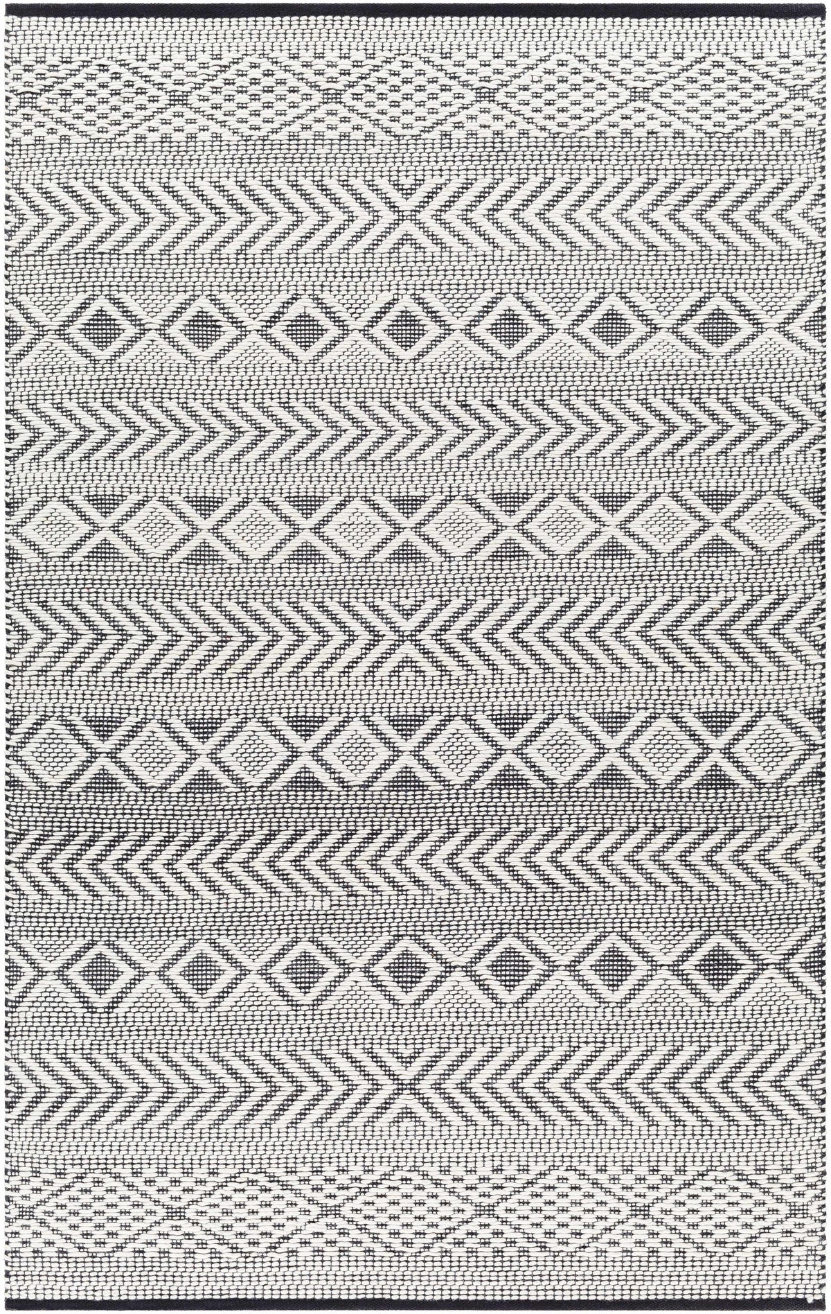 Ivory Hand Woven 40% Wool, 30% Polyester, 30% Cotton Modern Rectangle Handmade rug, Indoor use only, no fringe, non-washable.