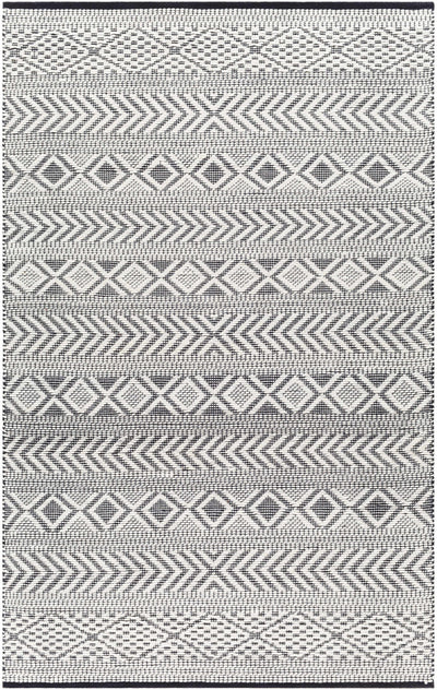Ivory Hand Woven 40% Wool, 30% Polyester, 30% Cotton Modern Rectangle Handmade rug, Indoor use only, no fringe, non-washable.